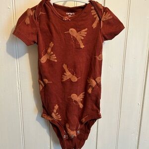 Carter's burgundy  hummingbird Print Kids short sleeve onesie